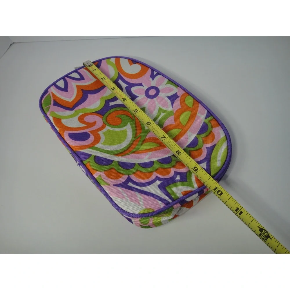 Clinique Cosmetic Bag Purple Orange Floral Paisley Psychedelic Makeup Pouch EUC